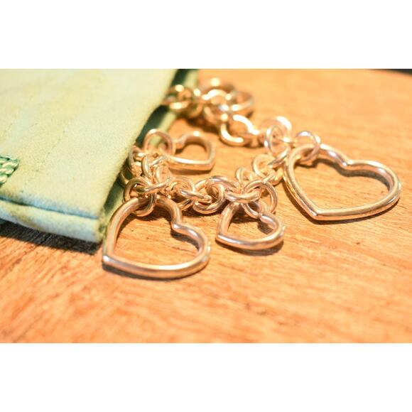 Vintage Tiffany & Co 925 Sterling Silver Open Heart Charm Bracelet Y2K - Picture 6 of 10
